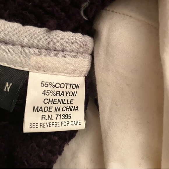 Pottery Barn Chenille Down Throw Pillow 18x18 Dark Purple Cotton Rayon Blend - Picture 6 of 6